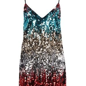 Sequin Plunge Mini Dress